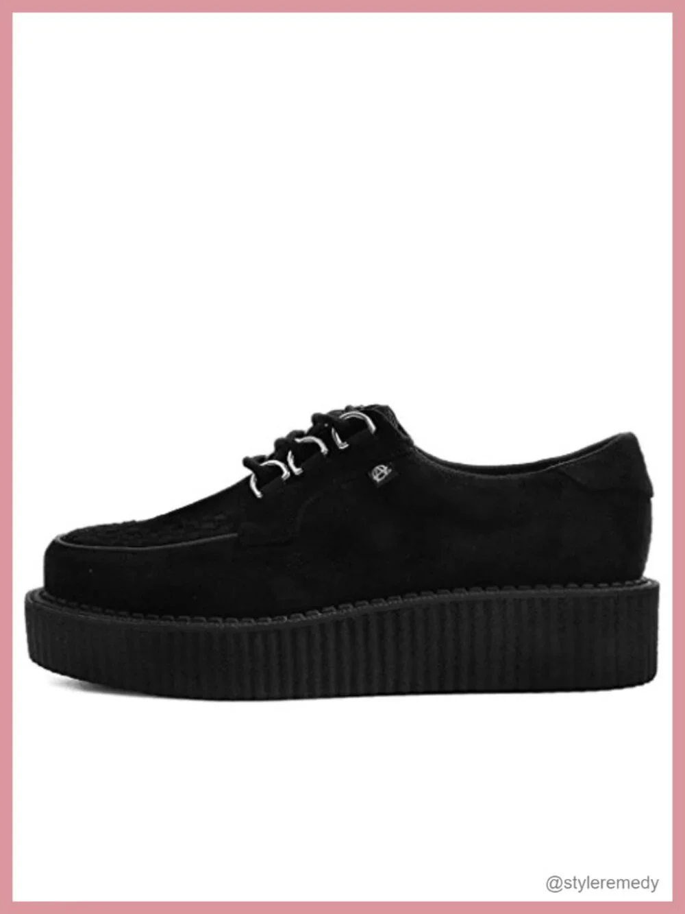 Faux Suede Creeper Sneakers with Chunky Platform Sole, Lace-Up with D-Rings,